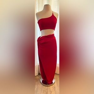 ♥️ Sexy Red One-Shoulder Top and Skirt